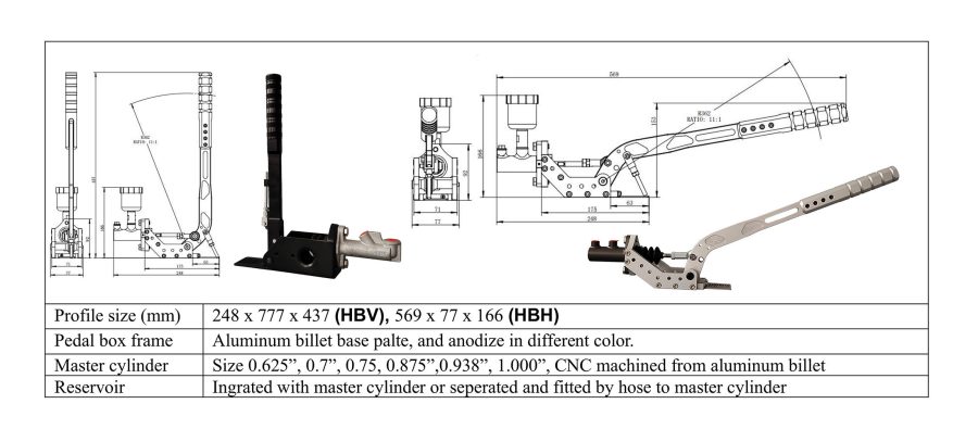 Hand brake Vertical handle steel frame