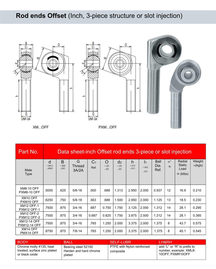 Offset 3-piece rod end heim joint chromoly