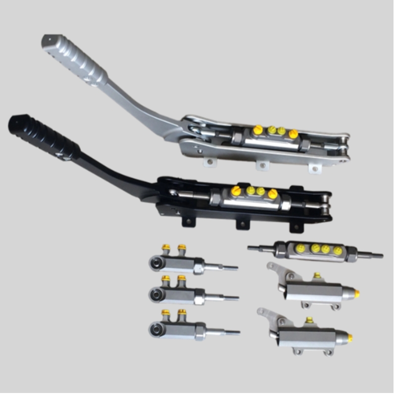 Hand brake vertical handle with dual master cylinders